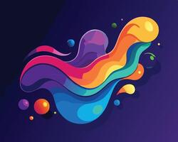 Colorful abstract design with bubbles and waves vector