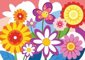 A colorful flower garden with many different flowers vector