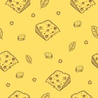 yellow cheese slices seamless pattern vector