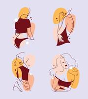 set of pretty girl shilouette vector