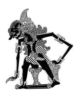 Wayang puppet, Jagal Abilawa character, Indonesian shadow puppet show, illustration style. vector