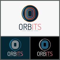 Orbits initial O font line style logo set templates design vector