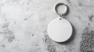 A blank keychain on a textured surface. Content Manager photo