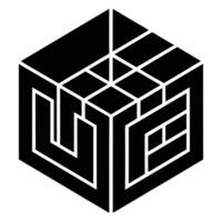 Geometric Line Cube Design vector