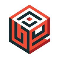 Cube Design with Lines vector