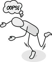 Oops falling Isometric stickman figure dynamic gestures vector