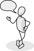 Talking with confidence Isometric stickman figure dynamic gestures vector