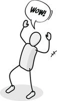 Stunned Isometric stickman figure dynamic gestures vector