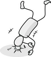 falling and hurting, accident Isometric stickman figure dynamic gestures vector