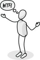 Confused Isometric stickman figure dynamic gestures vector