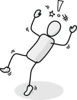 falling suddenly Isometric stickman figure dynamic gestures vector