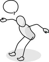 Sudden jump stop, Isometric stickman figure dynamic gestures vector