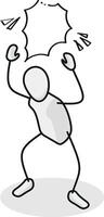 Shocked Isometric stickman figure dynamic gestures vector