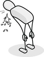 Vomiting, spitting out, Isometric stickman figure dynamic gestures vector