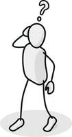 Thinking and confused Isometric stickman figure dynamic gestures vector