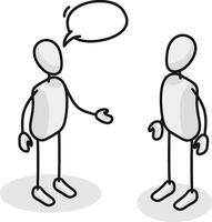 talking business Isometric stickman figure dynamic gestures vector