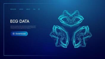 Big data abstract blue visualization. Data analytics and technological integration. vector
