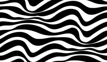 Curved black and white stripes in a dynamic abstract pattern. Seamless pattern . Optical illusion background. vector