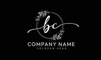 BC C B initial signature logo template vector