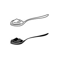 Yogurt with spoon icon , vector