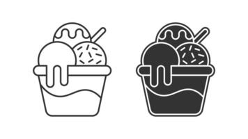 Ice cream in bowl outline icon. linear style sign for mobile concept and web design. Three ice cream scoops simple line icon. Symbol, logo illustration. Pixel perfect graphics vector