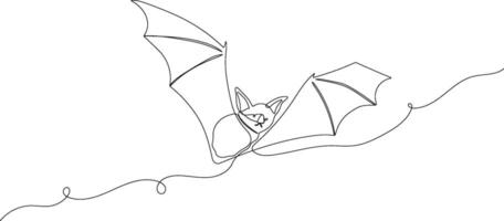 Bat one line illustration. continuous outline isolated sketch vector