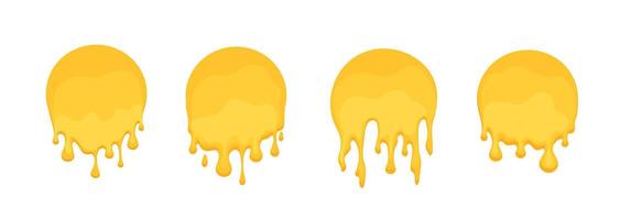 Circle with melted honey drips. Round blobs set vector