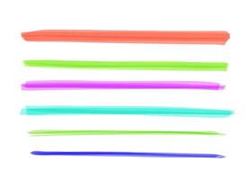 Marker lines set, brush pen hand drawn underline. Highlighter lines collection isolated on white. vector