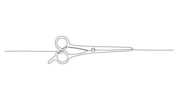 Scissors one continuous line illustration. Hand drawn doodle sketch isolated on white background vector