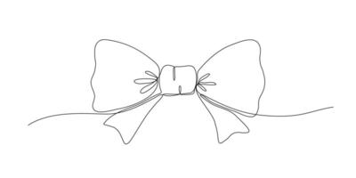 Bow one continuous line art. Drawing sketch. vector