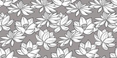 Seamless pattern with lotus flowers on neutral background. allover backdrop vector