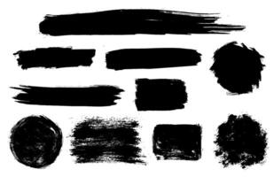 Set of grunge dirty brush strokes. Distress circle. grunge round shapes and rectangles isolated on white background vector