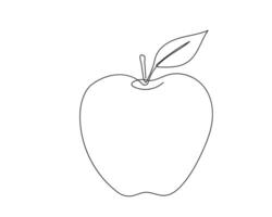 Apple continuous line art. Drawing sketch. Fruit icon vector