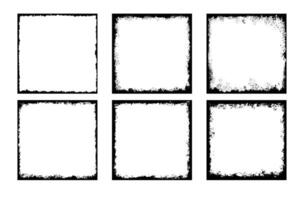Grunge square frame set. Grunge border. Ink empty black boxes. illustration isolated on white background. vector