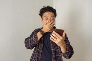 Man Shocked by Phone Screen photo