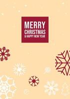 Merry Christmas and Happy New Year Greeting Card with snowflake ornaments vector