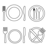 Spoon and fork icon set. restaurant illustration sign collection. onboard food menu symbol. vector