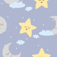 Seamless pattern moon and star vector