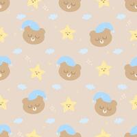 Seamless pattern sleepy bear vector