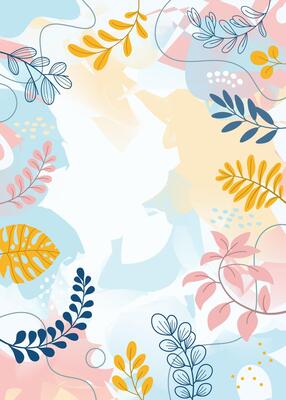 Floral background for design. Colorful background with leaf plants. Place for your text.
