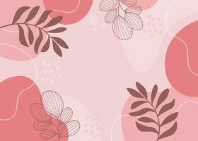 Pink spring background design. Colorful tropical plants. vector