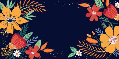 Floral frame on a dark background vector