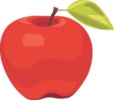 an apple with a green leaf on it vector