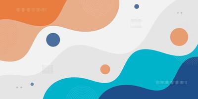Blue and orange geometric business banner design. Creative banner design with wave shapes and lines for template. Simple design on white horizontal banner. vector