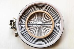 top view open-coil burner from ceramic heating hob photo