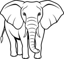 African Elephant outline icon and logo. Line art illustration design. Charming and minimalistic style, clean lines, monochrome. Elephant one line continuous. vector