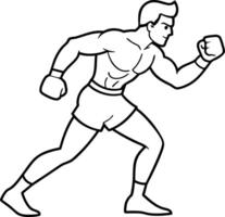 One-man continuous line drawing boxing player. A male athlete boxer single line art illustration. Boxing gloves outline isolated design. vector