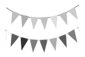 Triangular Pennant garlands on string in grayscale. Black Day greeting design elements concept Set 2. Isolated illustration Thematic cards, posting, blog or web promo, banner, labels, price tag vector