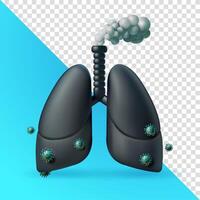 Black lung emits smoke. 3d, suitable for health and design elements vector