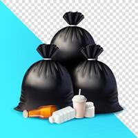 Pile of plastic trash bags. 3d, suitable for pollution and design elements vector